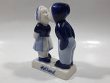 Vintage Delft Blue Holland Hand Painted Kissing Couple Boy and Girl 3 3/4" Tall Figurine