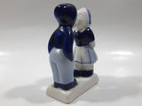 Vintage Delft Blue Holland Hand Painted Kissing Couple Boy and Girl 3 3/4" Tall Figurine