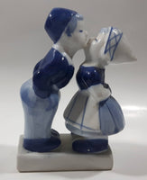 Vintage Delft Blue Holland Hand Painted Kissing Couple Boy and Girl 5" Tall Figurine