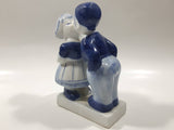 Vintage Delft Blue Holland Hand Painted Kissing Couple Boy and Girl 5" Tall Figurine