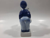 Vintage Delft Blue Holland Hand Painted Kissing Couple Boy and Girl 5" Tall Figurine