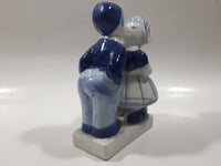 Vintage Delft Blue Holland Hand Painted Kissing Couple Boy and Girl 5" Tall Figurine