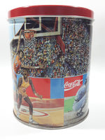 1994 Coca-Cola Coke Soda Pop Basketball, Football, Baseball Sports Themed 6" Tall Tin Metal Canister