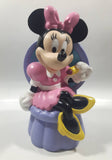 Just Toys Disney Minnie Mouse On A Purple Vanity Stool Hard Vinyl 8 1/4" Tall Coin Bank - Missing Plug