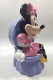 Just Toys Disney Minnie Mouse On A Purple Vanity Stool Hard Vinyl 8 1/4" Tall Coin Bank - Missing Plug