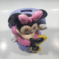 Just Toys Disney Minnie Mouse On A Purple Vanity Stool Hard Vinyl 8 1/4" Tall Coin Bank - Missing Plug