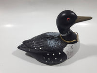 Black and White Spotted Loon Bird The Looney Bank Ceramic 7" Long Coin Bank