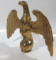 Vintage Gold Tone Brass Metal Eagle Bird Perched with Wings Spread 6 1/4" Tall 7" Wide