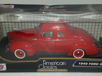 2012 Motor Max American Classics Premium Die-Cast Collection 1940 Ford Deluxe Red 1:18 Scale Die Cast Toy Car Vehicle New in Box