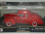 2012 Motor Max American Classics Premium Die-Cast Collection 1940 Ford Deluxe Red 1:18 Scale Die Cast Toy Car Vehicle New in Box