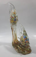 Tropical Fish Pair in Rainbow Colors 8 3/4" Tall Art Glass Sculpture