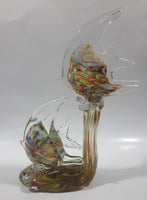 Tropical Fish Pair in Rainbow Colors 8 3/4" Tall Art Glass Sculpture