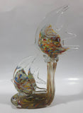 Tropical Fish Pair in Rainbow Colors 8 3/4" Tall Art Glass Sculpture