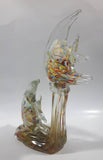 Tropical Fish Pair in Rainbow Colors 8 3/4" Tall Art Glass Sculpture