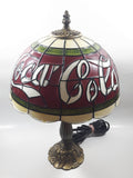 2002 Coca Cola Plastic Shade Stained Glass Look 15" Tall Table Lamp Light