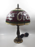 2002 Coca Cola Plastic Shade Stained Glass Look 15" Tall Table Lamp Light