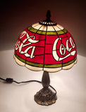 2002 Coca Cola Plastic Shade Stained Glass Look 15" Tall Table Lamp Light