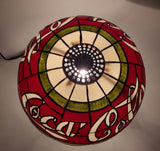 2002 Coca Cola Plastic Shade Stained Glass Look 15" Tall Table Lamp Light