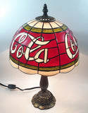 2002 Coca Cola Plastic Shade Stained Glass Look 15" Tall Table Lamp Light