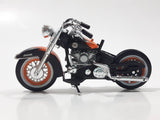 Maisto 1958 Harley Davidson Duo Glide Motor Cycle Motorbike Orange and Black Die Cast Toy Car Vehicle Missing Seat