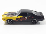 2003 Johnny Lightning 1969 Pontiac GTO Yellow and Black Die Cast Toy Car Vehicle with Opening Hood - Busted Spoiler