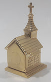 ST Quartz Japan Movement Miniature Brass Tone Church Shaped Clock 2 3/4" Tall