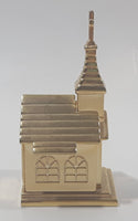 ST Quartz Japan Movement Miniature Brass Tone Church Shaped Clock 2 3/4" Tall