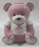 Rare Vancouver Canucks NHL Ice Hockey Team Pink and White 7" Tall Ceramic Teddy Bear Shaped Coin Bank