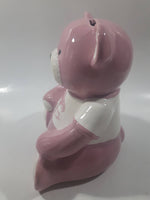 Rare Vancouver Canucks NHL Ice Hockey Team Pink and White 7" Tall Ceramic Teddy Bear Shaped Coin Bank