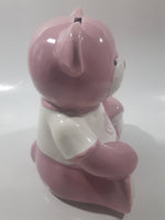 Rare Vancouver Canucks NHL Ice Hockey Team Pink and White 7" Tall Ceramic Teddy Bear Shaped Coin Bank