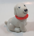 Vintage Little Tikes White Dog with Red Collar 2 1/4" Tall Plastic Toy Figure
