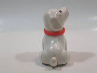 Vintage Little Tikes White Dog with Red Collar 2 1/4" Tall Plastic Toy Figure