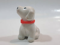 Vintage Little Tikes White Dog with Red Collar 2 1/4" Tall Plastic Toy Figure