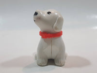 Vintage Little Tikes White Dog with Red Collar 2 1/4" Tall Plastic Toy Figure