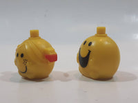 2017 THOIP Mr Men Little Miss Characters Yellow 1" Tall Stacking Plastic Toy Figures