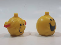 2017 THOIP Mr Men Little Miss Characters Yellow 1" Tall Stacking Plastic Toy Figures