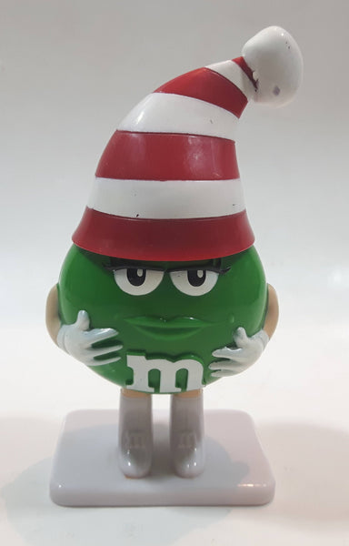 Mars M&M's Christmas Themed Green Character 4 1/4" Tall Plastic Toy Figure