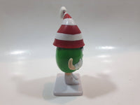 Mars M&M's Christmas Themed Green Character 4 1/4" Tall Plastic Toy Figure