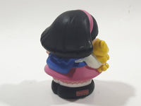 2001 Little People Black Hair Pink Dress Girl Holding Yellow Cat 2 1/4" Tall Toy Figure