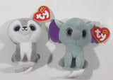 2017 McDonald's TY Teenie Beanie Boo's Peanut & Timber Miniature Beanie Baby Stuffed Plush Animals with Tags Lot of 2