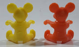 Mickey Mouse Orange and Yellow Sitting Plastic 2" Tall Toy Figures