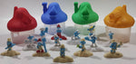 2017 McDonald's Smurfs The Lost Village Movie Film Set of 4 Houses with 13 Smurf Friends Toy Figures Mixed Lot