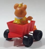 1990 Muppet Babies Fozzie Bear in a Red Train Pump Jack Rail Car Plastic Toy McDonald's Happy Meal