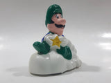 1989 McDonald's Nintendo Super Mario Bros. 3 Luigi Holding Star on a Cloud Plastic 2 1/4" Long Pullback Toy Character Car Vehicle