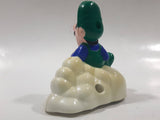 1989 McDonald's Nintendo Super Mario Bros. 3 Luigi Holding Star on a Cloud Plastic 2 1/4" Long Pullback Toy Character Car Vehicle