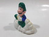 1989 McDonald's Nintendo Super Mario Bros. 3 Luigi Holding Star on a Cloud Plastic 2 1/4" Long Pullback Toy Character Car Vehicle