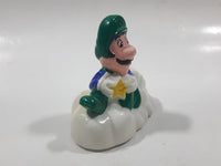 1989 McDonald's Nintendo Super Mario Bros. 3 Luigi Holding Star on a Cloud Plastic 2 1/4" Long Pullback Toy Character Car Vehicle