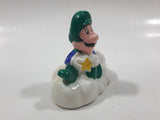 1989 McDonald's Nintendo Super Mario Bros. 3 Luigi Holding Star on a Cloud Plastic 2 1/4" Long Pullback Toy Character Car Vehicle