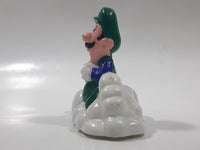 1989 McDonald's Nintendo Super Mario Bros. 3 Luigi Holding Star on a Cloud Plastic 2 1/4" Long Pullback Toy Character Car Vehicle