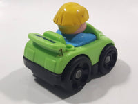 Little People Blonde Boy Male Blue Clothes Green Plastic Toy Sports Car Vehicle Made in Mexico